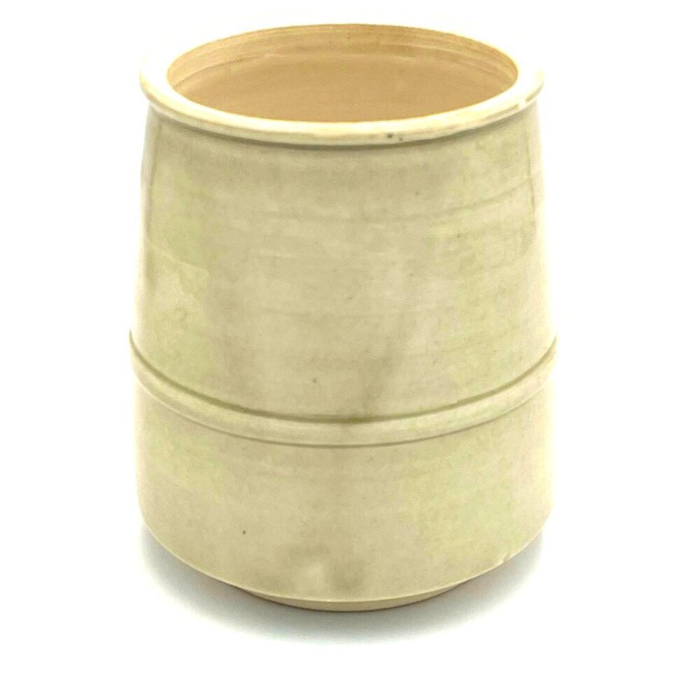 Studio Art Pottery Vase Artist Signed Tan Gray Neutral Minimalist‎ 4.5" H
